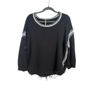 Free People Trudy Pullover Sweater Women's Large Black Oversized